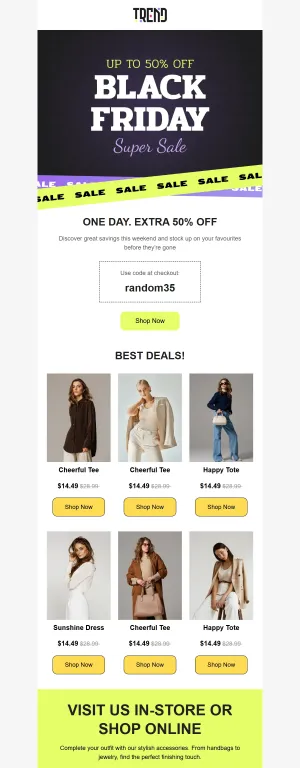 Black Friday template for the E-commerce industry