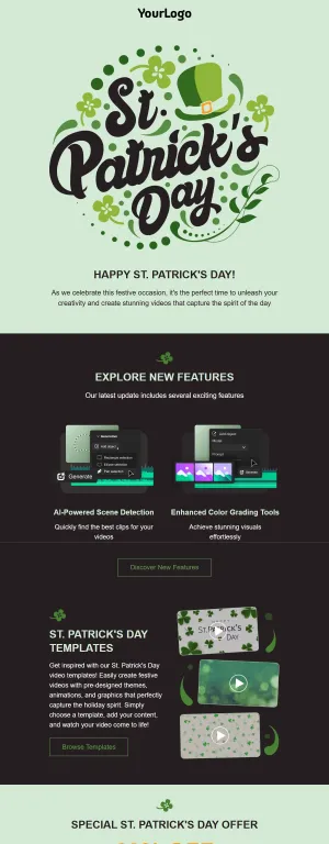 St. Patrick's Day template for the SaaS industry
