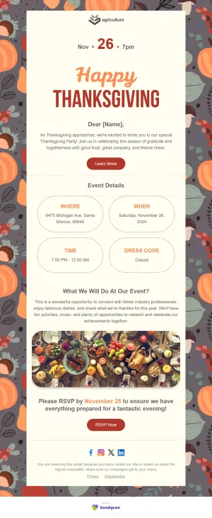 Thanksgiving Day template for the Event industry