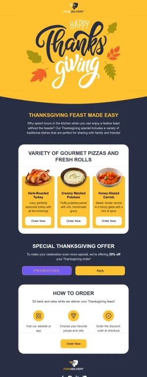 Thanksgiving Day template for the Restaurants & Food Delivery industry