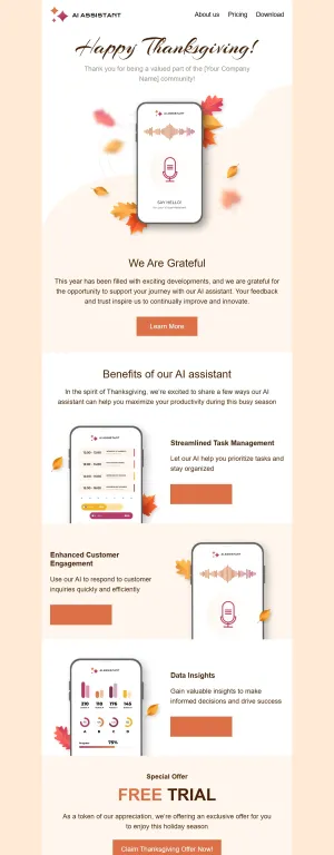 Thanksgiving Day template for the SaaS industry