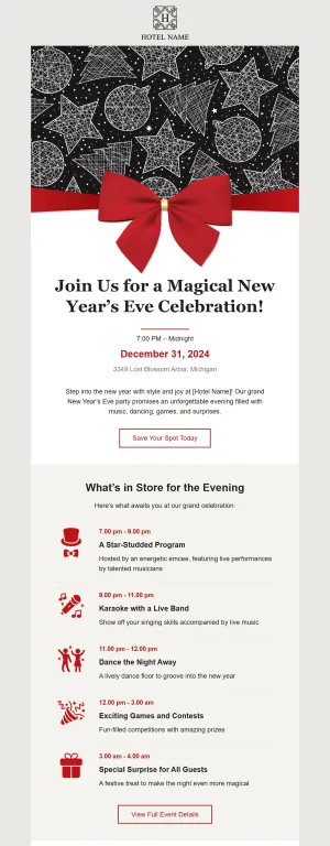 New Year's template for the Hotels and Inns industry