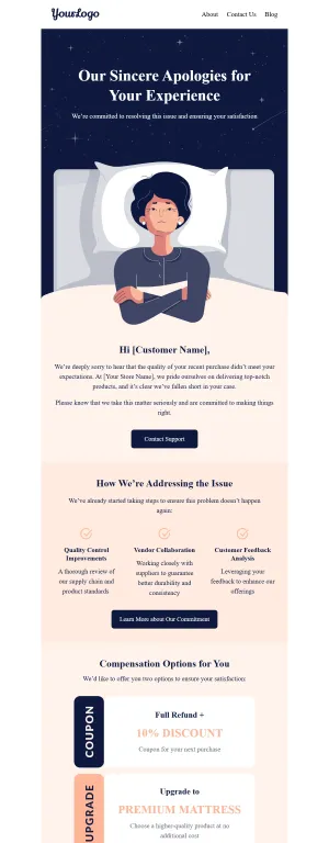 Apology email template for the E-commerce industry