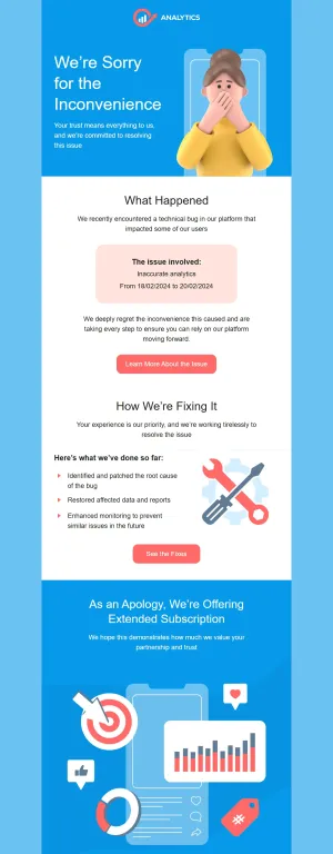 Apology email template for the SaaS industry