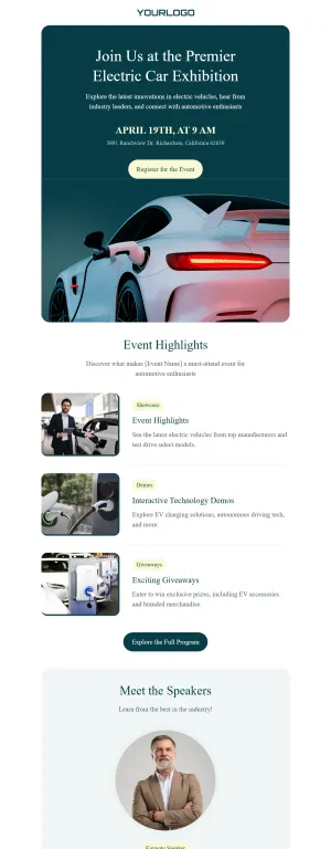 Events template for the Automotive industry