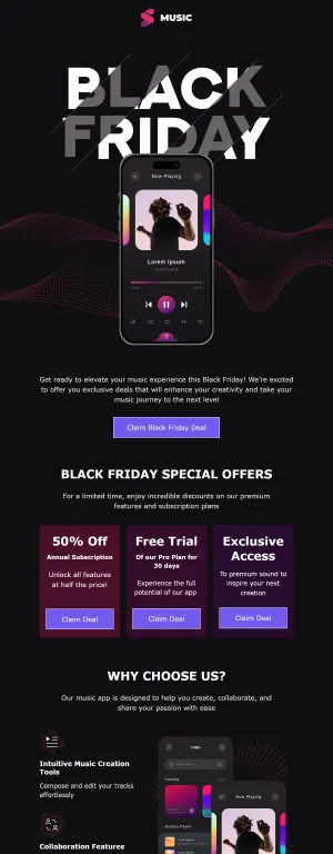 Black Friday template for the Saas industry