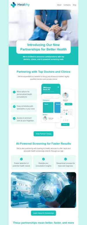 Partnership announcement email template for the SaaS industry 