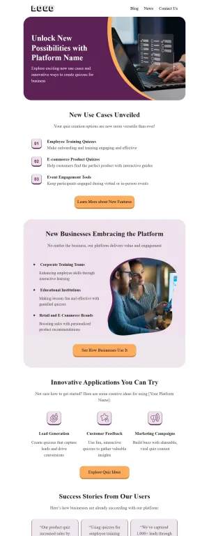 Product use cases email template for the SaaS industry