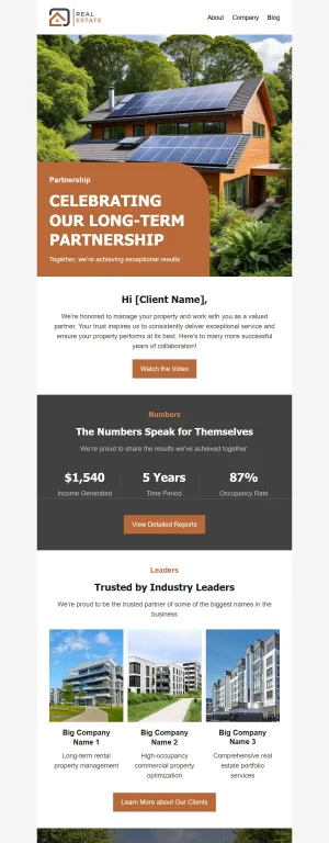 Thank-you email template for the Real Estate industry
