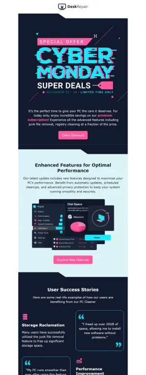Cyber Monday template for the SaaS industry