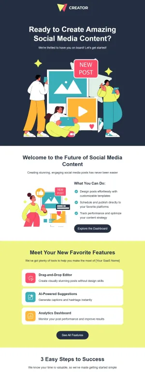 Welcome email template for SaaS 