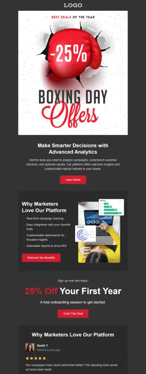 Boxing Day template for the SaaS industry
