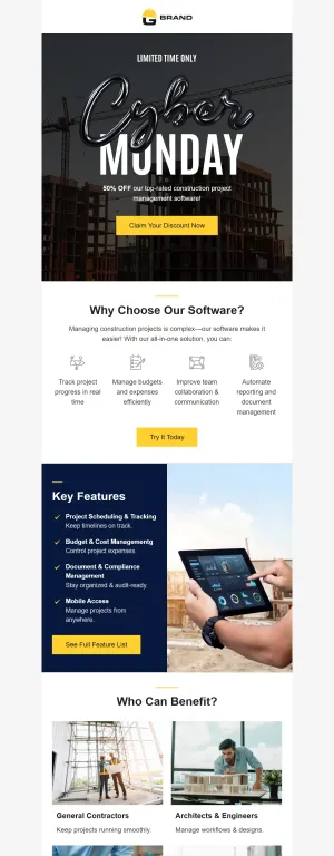 Cyber Monday template for the SaaS industry