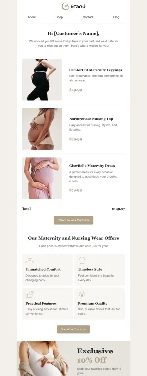 Abandoned cart template for the E-commerce industry