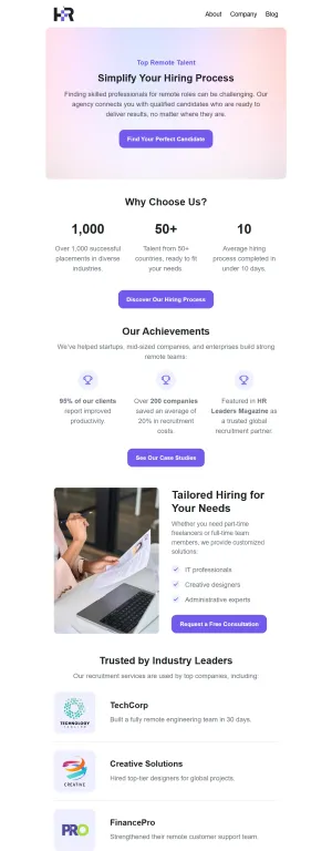 Cold email template for the HR Agency industry
