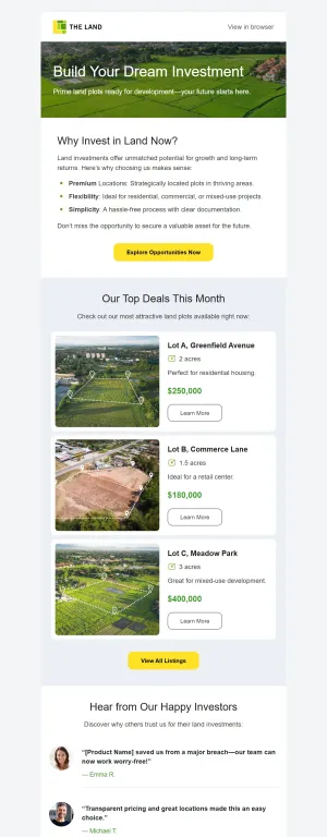 Cold email template for the Real Estate industry