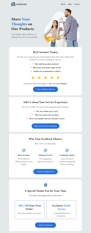 Customer review email template for the E-commerce industry
