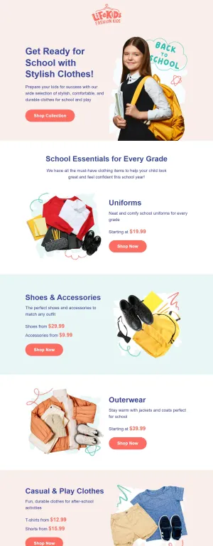 Back to school template for the E-commerce industry