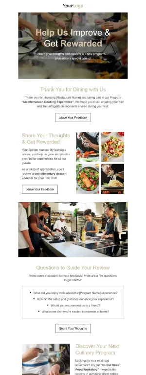 Customer review template for the Restaurant & Food Delivery industry