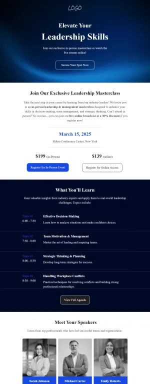 Events template for the Education industry