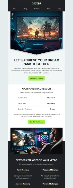 Follow-up email template for the Gaming industry