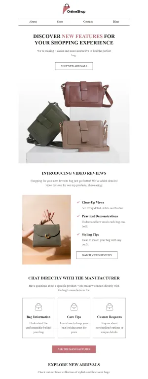Product feature announcement template for the E-commerce industry