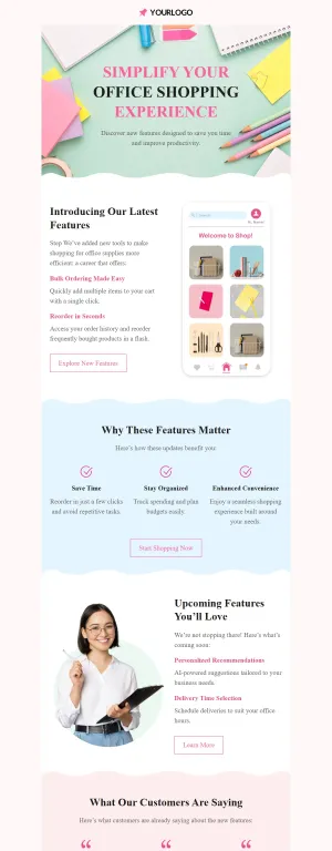 Product feature announcement template for the E-commerce industry