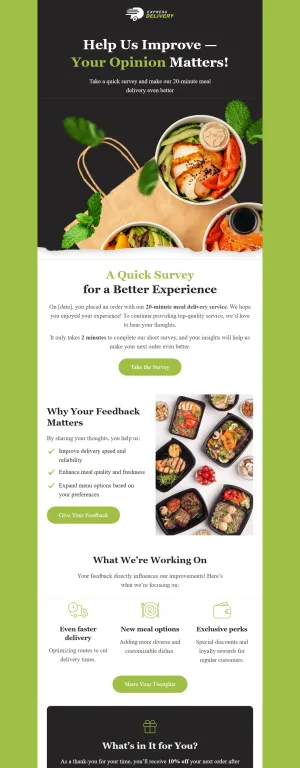 Survey template for the Restaurants & Food Delivery industry