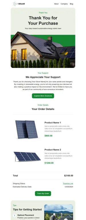 Thank-you email template for the E-commerce industry