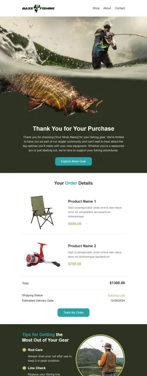 Thank-you email template for the E-commerce industry 
