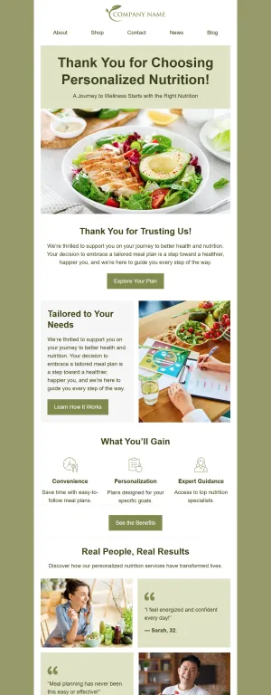 Thank-you email template for the Healthcare industry