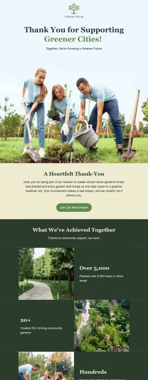 Thank-you email template for the Nonprofit industry