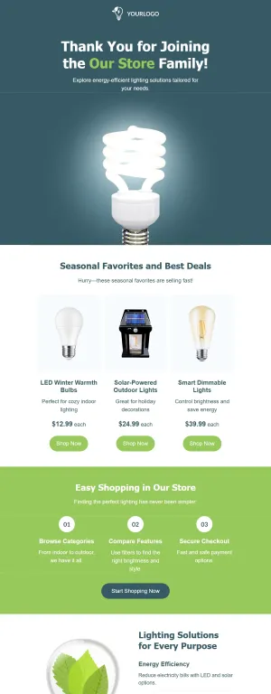 Welcome email template for the E-commerce industry