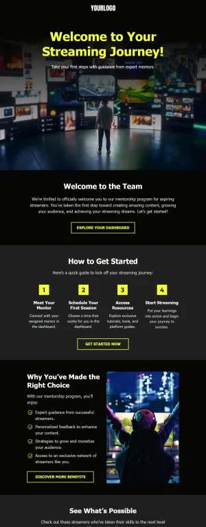 Welcome email template for the Gaming industry