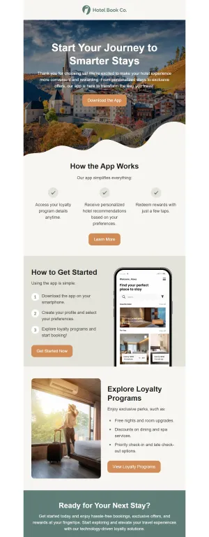 Welcome email template for the Hotel and Inn industry