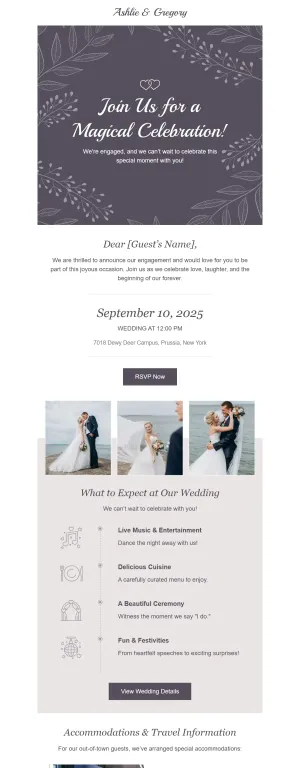 Engagement invitation email template