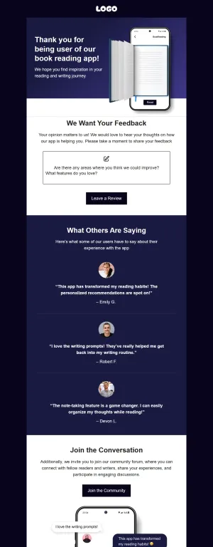 Customer review email template for the SaaS industry