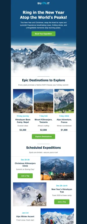 New Year / Christmas template for the Travel and Adventure industry