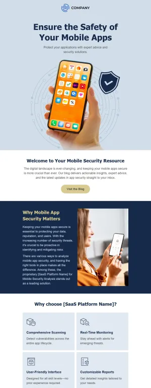 Blog newsletter template for the SaaS industry