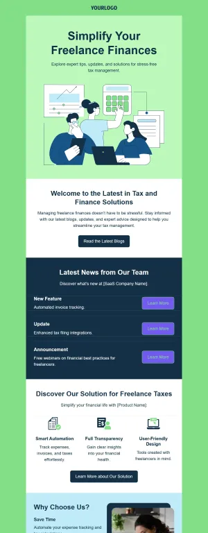 Blog newsletter template for the SaaS industry