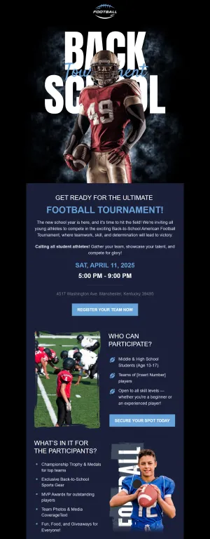 Back-to-school template for the Sports industry