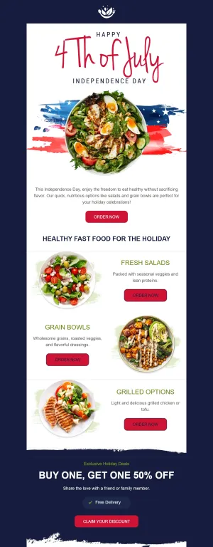 Independence Day template for the Restaurants & Food Delivery industry