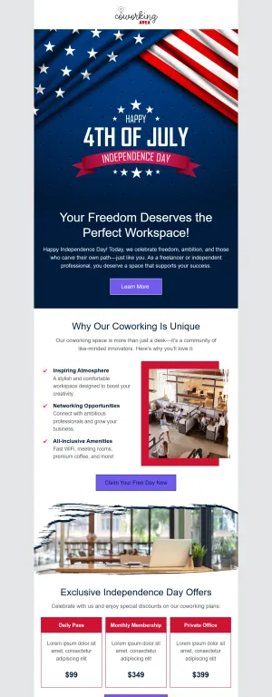 Independence Day template for the Real Estate industry