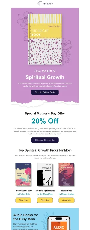 Mother’s Day template for the Printed Book or Audiobook industry