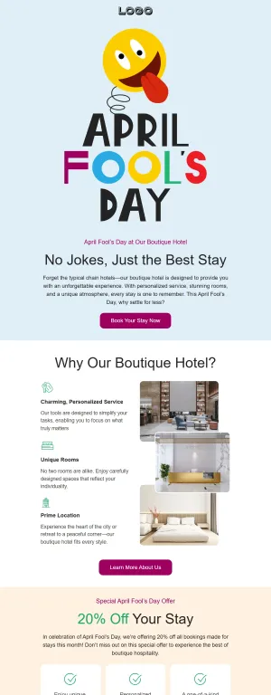 April Fool’s Day template for the Hotel and Inn industry