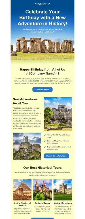 Birthday template for the Travel and Adventure industry