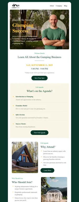 Webinar announcement template for the Hotel and Inn industry