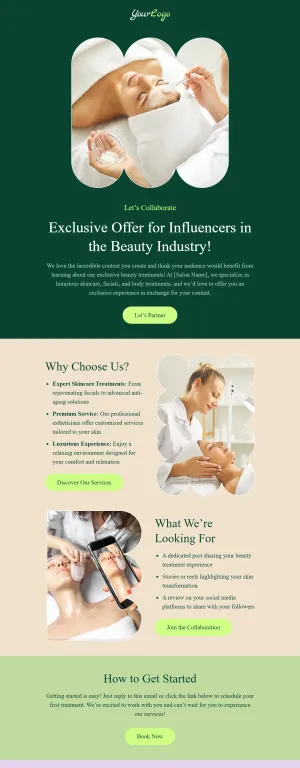 Influencer outreach email template for the Beauty Salons and Barbershops industry