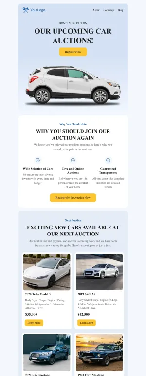 Retention email template for the Automotive industry