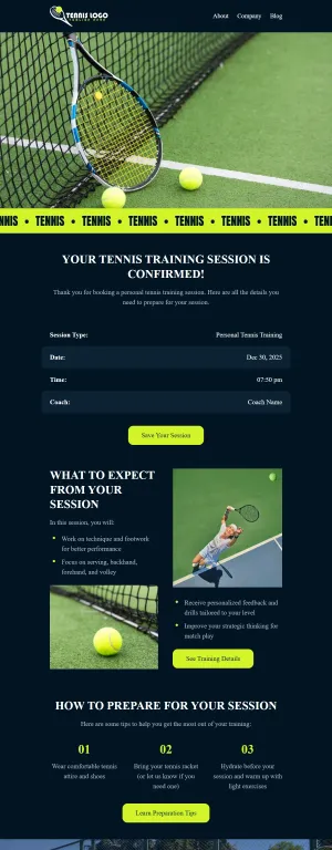 Order confirmation template for the Sports industry